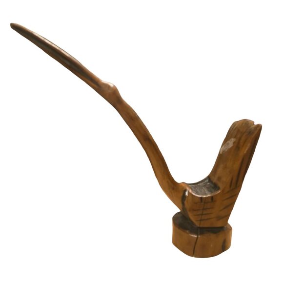 Hand Carved Wooden Crane Bird Sculpture 15 Inch AS IS Folk Art - Picture 15 of 16